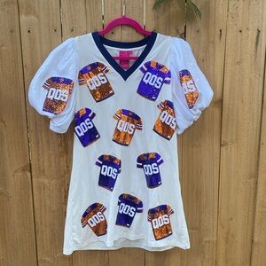 Queen of Sparkles Clemson Gameday Football Jersey Tshirt Dress XS Orange Purple